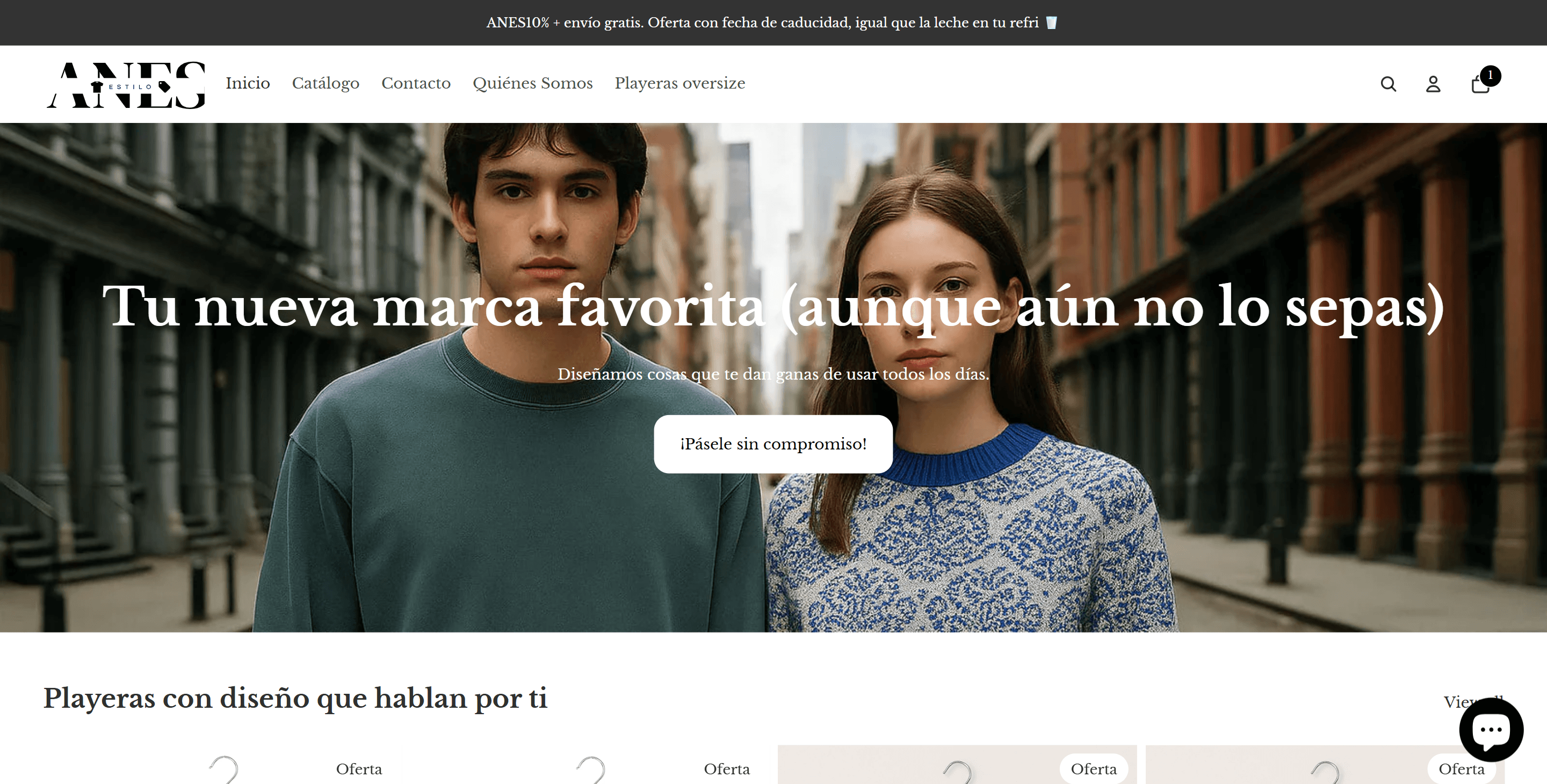 Home del e-commerce de Anes