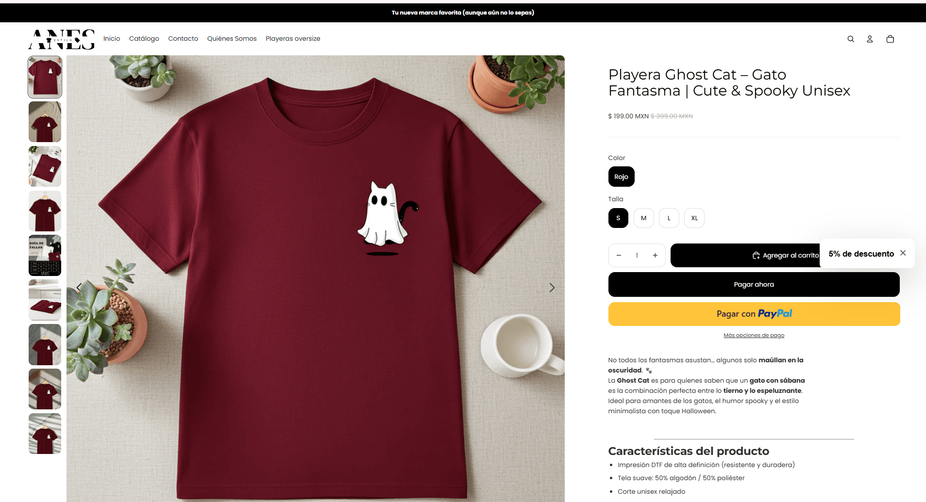 Página de producto en el e-commerce de Anes