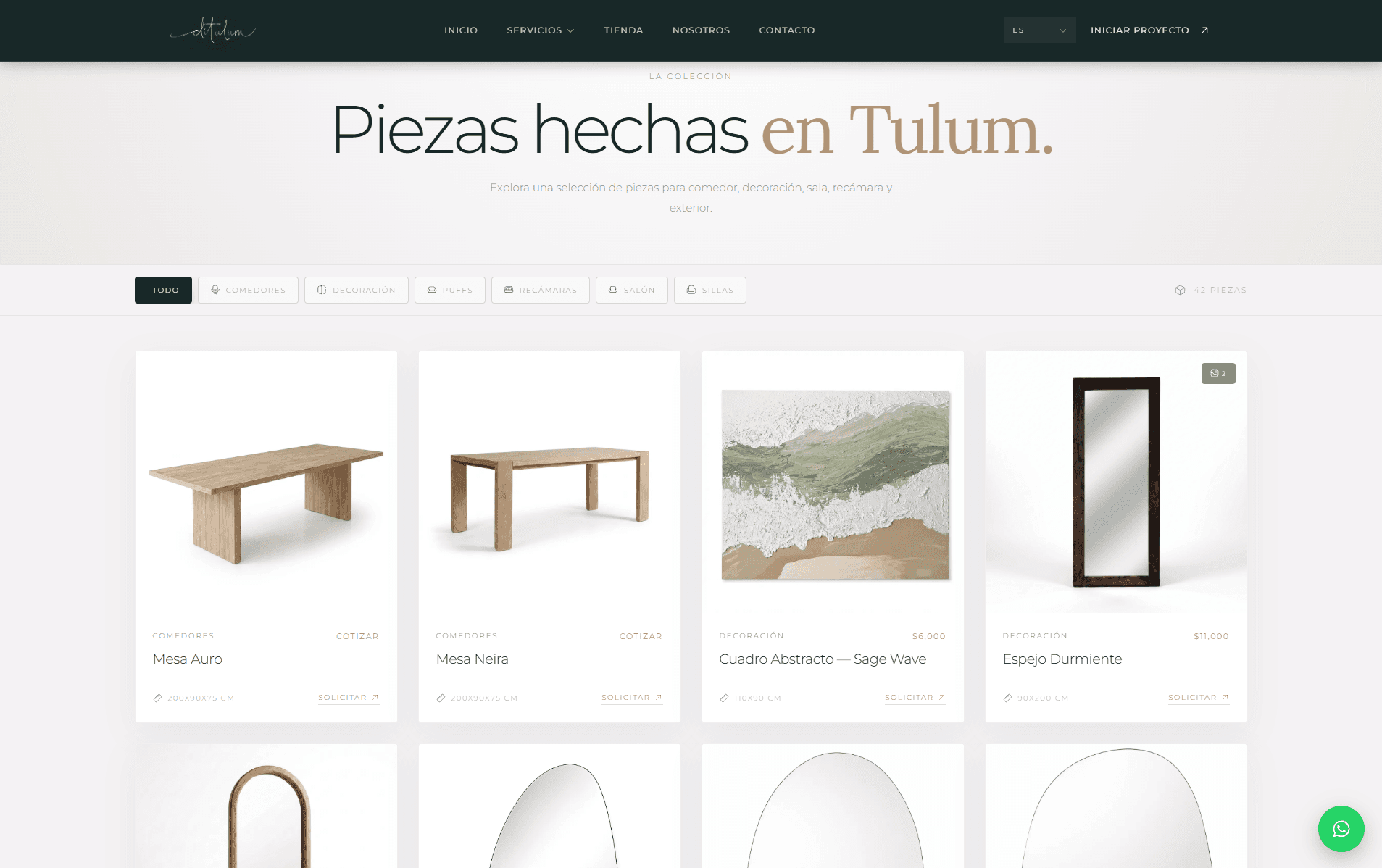 Ditulum — sitio web de estudio de interiorismo de lujo en Tulum