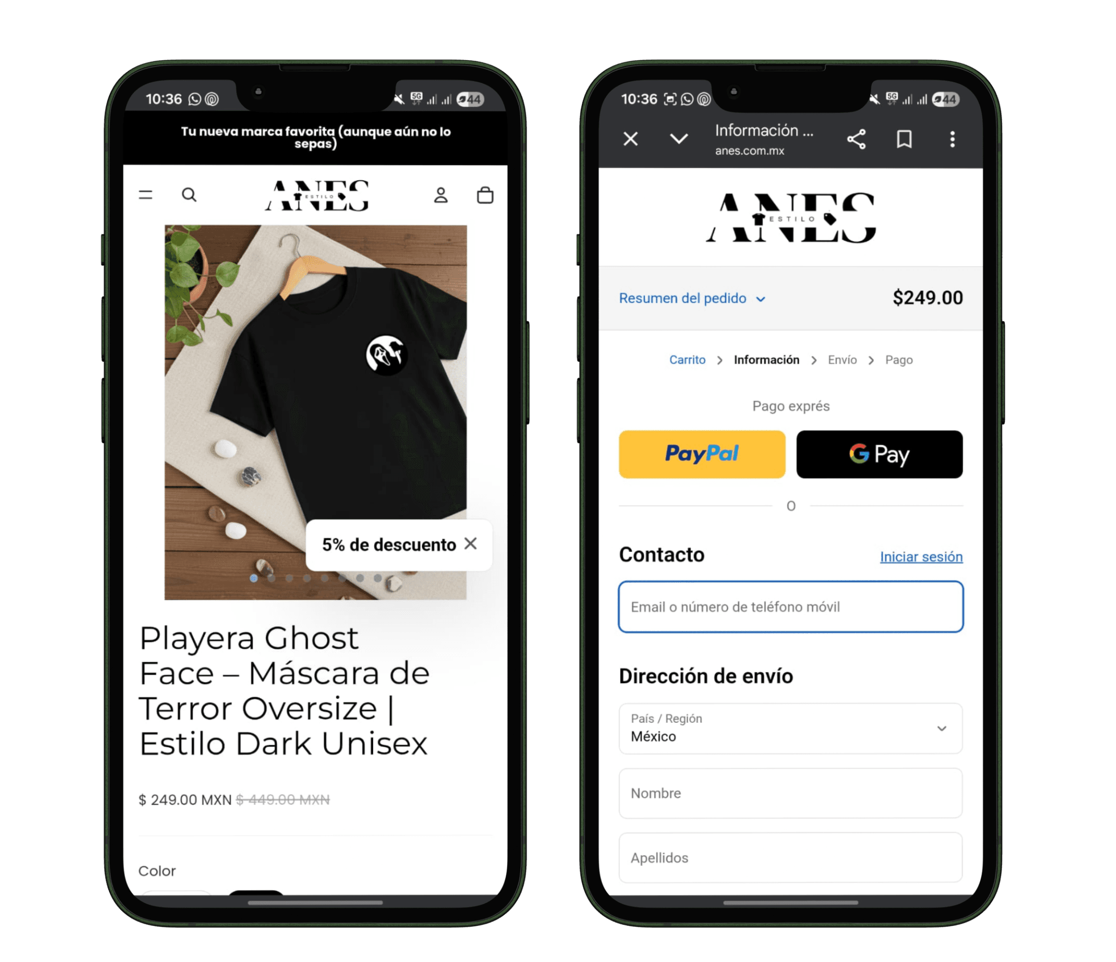 Diseño de página web adaptable a celular para tienda en línea en México